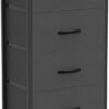 4 Drawers Dresser, Fabric Dresser Storage Tower Unit, Chest of Drawers Organizer with Foldable Fabric Bin, Wood Top and Steel Frame Dresser for Bedroom, Living Room, College Dorm. - Image 6