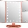 3 Folds Lighted Vanity Makeup Mirror,1X/2X/3X Magnification, 21 LED Light Bright Table Mirror with Touch Screen,180 Adjustable Rotation,Portable Travel Cosmetic Mirror - Image 2