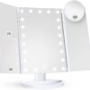 Makeup Mirror Vanity Mirror with Lights, 2X 3X 10X Magnification, Lighted Makeup Mirror, Touch Control, Trifold Makeup Mirror, Dual Power Supply, Portable LED Makeup Mirror, Women Gift (White) - Image 2