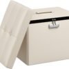 Tamfile Ottoman with Storage, Folding Storage Ottoman with Lock, Vanity Chair with Storage, Fireproof Waterproof Foot Rest Stool with Storage,17 Inches Short Ottoman, Ottoman for Living Room (Beige) - Image 10