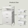YeTom Nightstand, Bedside Table with 3 Fabric Drawers, Side Table with Open Shelf, End Table with Steel Frame,3 Drawer Dresser for Bedroom, Entryway, College Dorm, Easy Assembly, White - Image 4