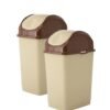 Superio Medium Trash Can with Lid 4.5 Gallon Plastic Swing Top Garbage Can Slim Waste Bin for Under Sink/Cabinet, Laundry Room, Kitchen, Office, Bedroom, Bathroom, College Dorm, 18 Qt, Beige, 2 - Image 2