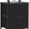 Sweetcrispy Nightstand with 2 Storage Drawers, 20" Height Small Bed Side Furniture End Table, Wooden Top Fabric Cabinet Kids Night Stand Mini Dresser for Bedroom, Closet, Entryway, College Dorm - Image 2