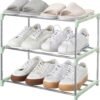 Jucaifu Stackable Small Shoe Rack, Entryway, Hallway and Closet Space Saving Storage and Organization (3-Tier, Green) - Image 2