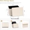 B FSOBEIIALEO Storage Ottoman Cube Small Sherpa Ottoman Foot Rest, Foldable Portable Boucle Ottomans, Faux Teddy Fur, White 16.5"x12.6"x12.6" - Image 4