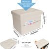 VewePata® Storage Ottoman Foot Rest Footstool with Side Pocket,17 Inch Leather Ottoman with Storage for Living Room or Dorm Storage,Folding Ottoman Padded with Thick Sponge,17X13X13in Beige - Image 3