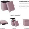 B FSOBEIIALEO Storage Ottoman Cube, Ottoman with Storage Folding Ottomans Cube Seat Toy Chest Box Storage Chest Small Ottoman Velvet Footstool 12.6"x12.6"x12.6" Pink - Image 7