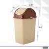 Superio Medium Trash Can with Lid 4.5 Gallon Plastic Swing Top Garbage Can Slim Waste Bin for Under Sink/Cabinet, Laundry Room, Kitchen, Office, Bedroom, Bathroom, College Dorm, 18 Qt, Beige, 2 - Image 3