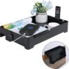 YONGJIA Foldable Bedside Shelf, bunk Bed Tray for top bunk, College, Dorm, Bedroom, Kids bunk Bed, Foldable nightstand for Book, iPhone, Kindle, Water Cup (Black) - Image 2