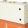 Vixdonos Decorative Large Metal Box Storage Trunk Chest Set of 2 College Dorm Organizer with Hardware Hasps and Handle for Home Deocr,23.7X14.2X9.5 Inches(Beige and Orange) - Image 4