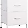 WLIVE Nightstand, Nightstand with 2 Drawers, Bedside Furniture, Night Stand, Small Dresser for Bedroom, College Dorm, End Table with Fabric Bins, Dormitory, White, Size L - Image 2