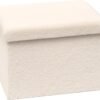 B FSOBEIIALEO Storage Ottoman Cube Small Sherpa Ottoman Foot Rest, Foldable Portable Boucle Ottomans, Faux Teddy Fur, White 16.5"x12.6"x12.6" - Image 2