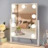Vanity Mirror with Lights,Lighted Vanity Mirror with 9 Dimmable Bulbs for Dressing Room & Bedroom,3 Color Lighting,Modes Detachable 10x Magnification 360°Ratation(White) - Image 2
