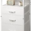 YeTom Nightstand, Bedside Table with 3 Fabric Drawers, Side Table with Open Shelf, End Table with Steel Frame,3 Drawer Dresser for Bedroom, Entryway, College Dorm, Easy Assembly, White - Image 2