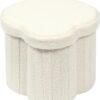 B FSOBEIIALEO Storage Ottoman Cube, Flowers Shaped Ottomans with Storage Foot Stool Footrest for Lving Room, Boucle Ottoman Seat for Dorm Room,Faux Teddy Fur,White 12.6"x12.6"x12.6" - Image 2