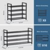 4-Tier Expandable Shoe Rack for Closet, 18“-33” Adjustable Shoe Rack for Small Space, Small Shoe Organizer for Front Door, Sturdy Metal, Black - Image 5