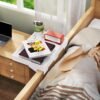 SPACELEAD Bedside Shelf for Bed – College Dorm Room Clip On Nightstand with Cup Holder & Cord Holder&Drawer – Bunk Bed Shelf for Organizer Top for Bedroom (White，Plastic) - Image 7