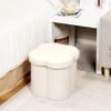 B FSOBEIIALEO Storage Ottoman Cube, Flowers Shaped Ottomans with Storage Foot Stool Footrest for Lving Room, Boucle Ottoman Seat for Dorm Room,Faux Teddy Fur,White 12.6"x12.6"x12.6" - Image 5