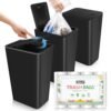 Teivio 3 Pack Small Trash Can with Press Top Lid,with Trash Bags,Wastebasket,Garbage Can for Bathroom Bedroom Kitchen Office,Craft Room,Kids Rooms,College Dorms,Powder Room,Cabinet(Black) - Image 2