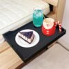 SUYUDSM Bedside Shelf, Bamboo Bunk Bed Shelf Clip On Nightstand Snack Organizer, Bed Side Table Tray College Dorm Room Essentials(Black) - Image 2