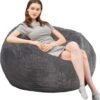 Bean Bag Chairs with Faux Rabbit Fur Cover, 3 ft Giant Memory Foam Bean Bag Chairs for Adults/Teens with Filling,Ultra Soft Faux Fur Fabric, Round Fluffy Sofa for Living Room Bedroom College Dorm - Image 2