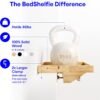 BedShelfie Bedside Shelf for Bunk Bed & Top Bunk, College Dorm Room & Loft Nightstand, Floating Bed Side Table Tray Storage - Original Natural Wood - Image 4