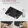 VASAGLE Bedside Shelf for Top Bunk, College Dorm Room Essentials Clip On Nightstand Bedside Storage with Phone Slot, Cup Holder, Hook, Clamps, Dormitory, Loft Accessories, Ink Black ULET301B01 - Image 6