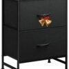 Sweetcrispy Nightstand with 2 Storage Drawers, 25" Height Small Bed Side Furniture End Table, Wooden Top Fabric Cabinet Kids Night Stand Mini Dresser for Bedroom, Closet, Entryway, College Dorm - Image 2
