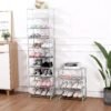 Jucaifu Stackable Small Shoe Rack, Entryway, Hallway and Closet Space Saving Storage and Organization (3-Tier, Green) - Image 3