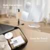 Makeup Mirror Vanity Mirror with Lights, 2X 3X 10X Magnification, Lighted Makeup Mirror, Touch Control, Trifold Makeup Mirror, Dual Power Supply, Portable LED Makeup Mirror, Women Gift (White) - Image 6