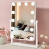 Hompoem Hollywood Vanity Mirror with Lights,12 Led Bulbs,Touch Control Design 3 Colors Dimable,Detachable With 10x Magnification - Image 2