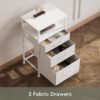 YeTom Nightstand, Bedside Table with 3 Fabric Drawers, Side Table with Open Shelf, End Table with Steel Frame,3 Drawer Dresser for Bedroom, Entryway, College Dorm, Easy Assembly, White - Image 5