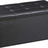 SUPER DEAL Leather Storage Ottoman Bench 30 Inches Folding Footrest with Padded Seat Large Toy Sotrage Chest Long Box for Livingroom Bedroom Entryway, 30"x15"x15", Black - Image 2