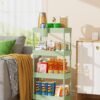 LEHOM Slim Rolling Storage Cart - 4 Tiers Bathroom Organizer Utility Cart Slide Out Storage Shelves Mobile Shelving Unit for Kitchen, Bedroom, Office, Laundry Room, Small Narrow Spaces, Green - Image 5