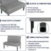 STHOUYN 43" W Mini Small Comfy Couch Armless Loveseat Sofa for Bedroom with USB Port, Velvet Small Couches for Small Spaces Living Room, Apartment Office Dorm (Grey) - Image 8