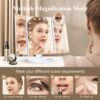 Makeup Mirror Vanity Mirror with Lights, 2X 3X 10X Magnification, Lighted Makeup Mirror, Touch Control, Trifold Makeup Mirror, Dual Power Supply, Portable LED Makeup Mirror, Women Gift (White) - Image 5