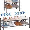 STORAGE MANIAC Expandable Shoe Rack, Stackable Shoe Rack for Closet, Small Shoe Rack Organizer for Entryway, Adjustable Shoe Rack for Garage, Shoe Rack for Front Door, Metal Shoe Rack, Black 2 Tier - Image 2