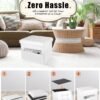 17”Storage Ottoman Folding Footstool with Side Pocket Leather Storage Foot Rest Stool Thick Sponge Padded Seat Ottoman Stool, Hidden Rectangle Storage Ottoman for Living Room Bedroom,White - Image 6