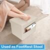 VewePata® Storage Ottoman Foot Rest Footstool with Side Pocket,17 Inch Leather Ottoman with Storage for Living Room or Dorm Storage,Folding Ottoman Padded with Thick Sponge,17X13X13in Beige - Image 8