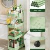 LEHOM Slim Rolling Storage Cart - 4 Tiers Bathroom Organizer Utility Cart Slide Out Storage Shelves Mobile Shelving Unit for Kitchen, Bedroom, Office, Laundry Room, Small Narrow Spaces, Green - Image 7
