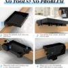 Ronlap Folding Bedside Shelf, Bunk Bed Shelf Organizer for Top Bunk Clip On Nightstand for Loft Bed Plastic Bedside Shelf Tray for Kids with Cupholder Hooks Hanging Cup, Small Size, Black - Image 7