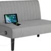 STHOUYN 43" W Mini Small Comfy Couch Armless Loveseat Sofa for Bedroom with USB Port, Velvet Small Couches for Small Spaces Living Room, Apartment Office Dorm (Grey) - Image 2