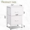 WLIVE Nightstand, Nightstand with 2 Drawers, Bedside Furniture, Night Stand, Small Dresser for Bedroom, College Dorm, End Table with Fabric Bins, Dormitory, White, Size L - Image 4