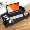 SPACEKEEPER Bedside Shelf for Bed, Foldable Bunk Bed Shelf Clip On Nightstand for Top Bunk College Dorm Room Essentials Floating Table Tray Bed Side Shelf Organizer, Plus Size, Black - Image 2