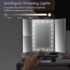 deweisn Trifold Lighted Vanity Makeup Mirror with 21 LEDs Lights,1x/2x/3x Magnification and Touch Screen Dimming,Two Power Supplies Makeup Mirror, Gift for Women - Image 6