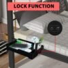 YONGJIA Foldable Bedside Shelf, bunk Bed Tray for top bunk, College, Dorm, Bedroom, Kids bunk Bed, Foldable nightstand for Book, iPhone, Kindle, Water Cup (Black) - Image 4