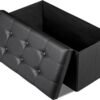 SUPER DEAL Leather Storage Ottoman Bench 30 Inches Folding Footrest with Padded Seat Large Toy Sotrage Chest Long Box for Livingroom Bedroom Entryway, 30"x15"x15", Black - Image 5