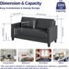 STHOUYN Comfy Loveseat Sofa Small Grey Couch Small Spaces, Small Love Seat Bedroom, Mid Century Modern Couches Living Room Dorm Office, 2 Seater Couch Deep Seat Sofas, 57”W (Dark Grey (Loveseat)) - Image 8