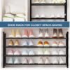 4-Tier Expandable Shoe Rack for Closet, 18“-33” Adjustable Shoe Rack for Small Space, Small Shoe Organizer for Front Door, Sturdy Metal, Black - Image 4