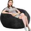 Bean Bag Chairs with Faux Rabbit Fur Cover, 3 ft Giant Memory Foam Bean Bag Chairs for Adults/Teens with Filling,Ultra Soft Faux Fur Fabric, Round Fluffy Sofa for Living Room Bedroom College Dorm - Image 2